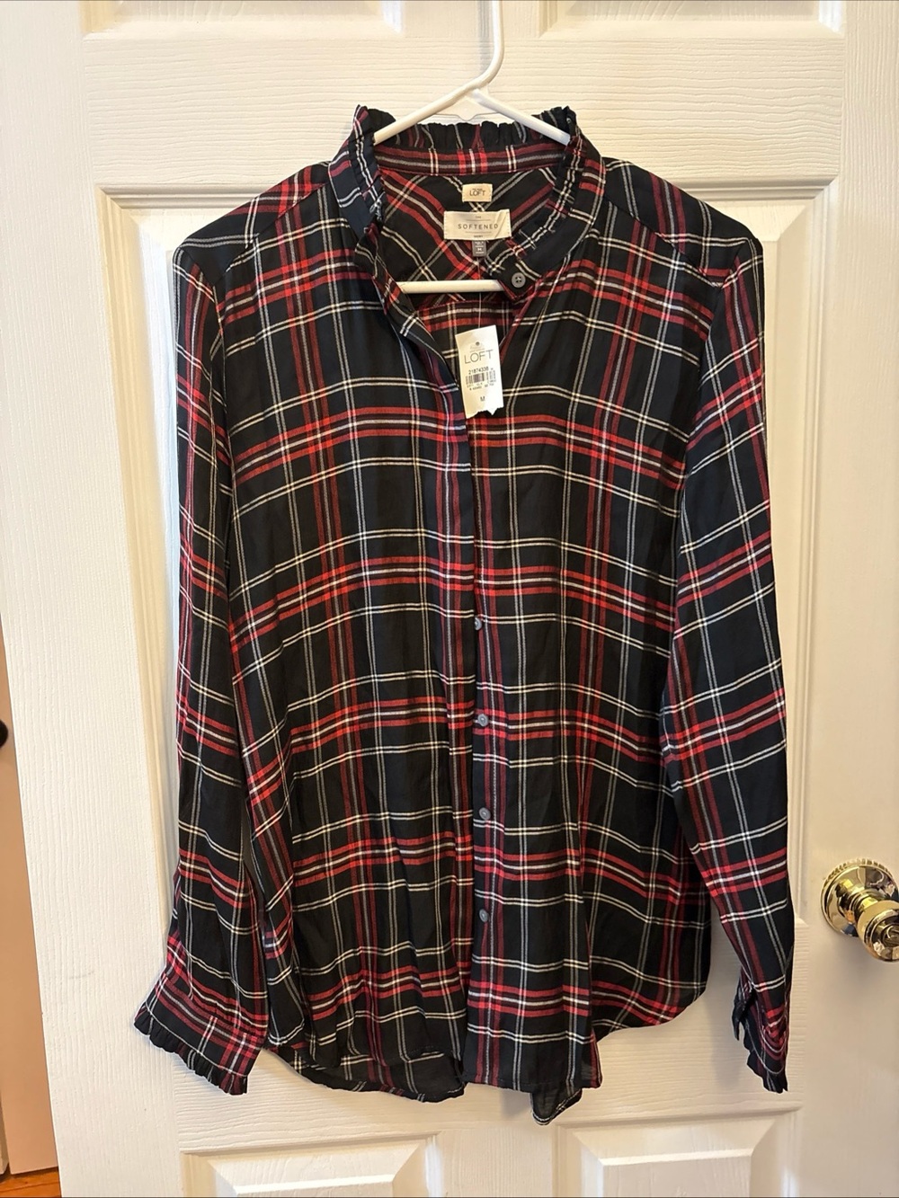LOFT Black & Red Plaid Button-Down Shirt